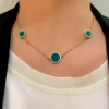 Girocollo in argento malachite e zirconi