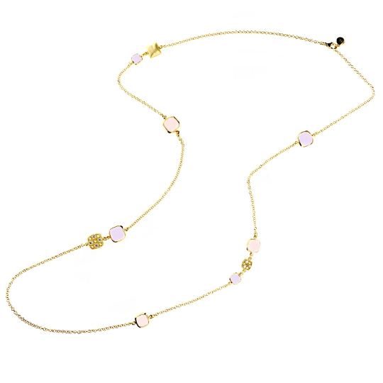 collana in argento aquaforte con paste vitree rosa e lilla