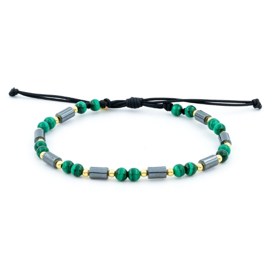 Bracciale in malachite ematite ed oro