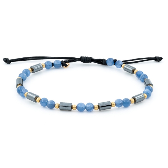 Bracciale da uomo in iolite blu ematite ed oro