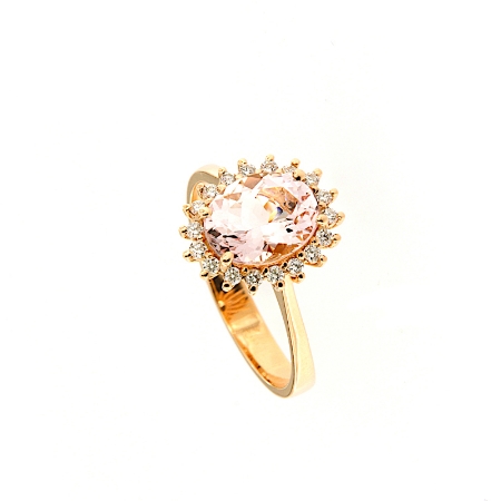 Anello in oro rosa con marganite  e diamanti