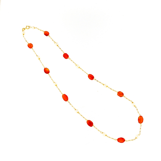 Collana in oro perle e corniola