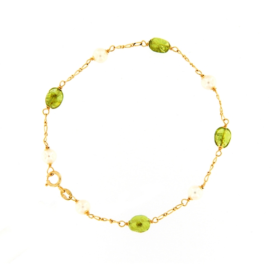 Bracciale in oro perle e peridoto