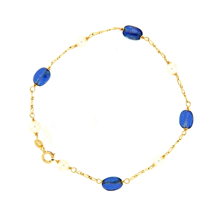 Bracciale in oro perle e iolite